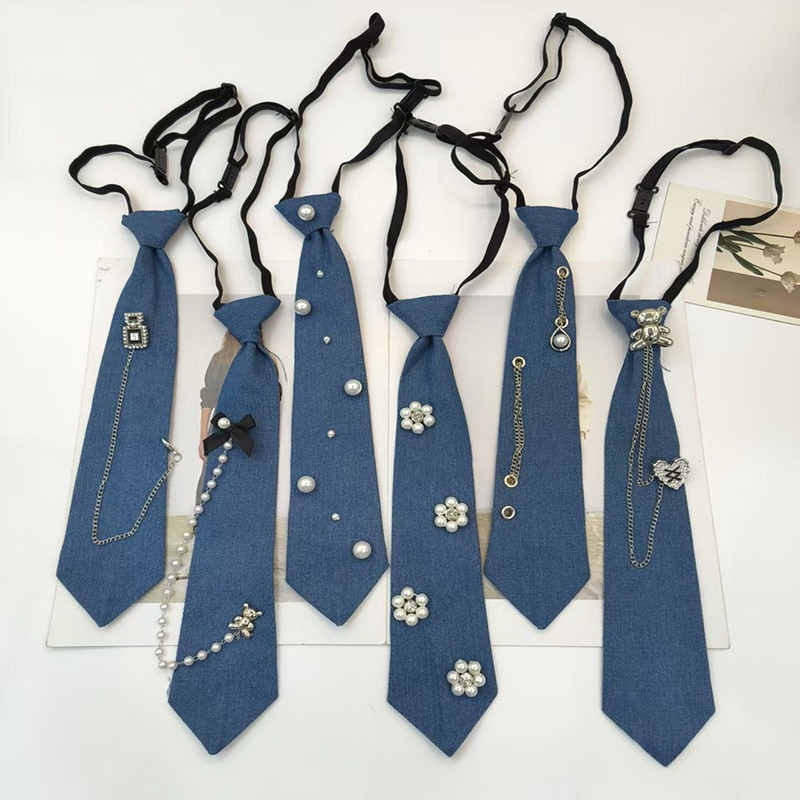 Men Accessories Neck Chain - Gravata azul estilo cowboy jk, camisa