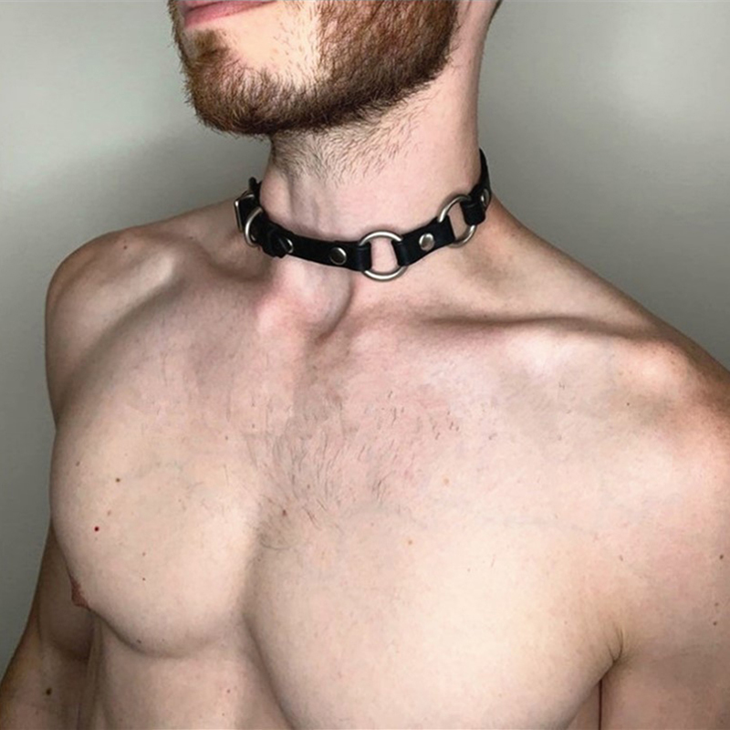 Men Accessories Neck Chain - Gargantilha elegante de couro sintético para