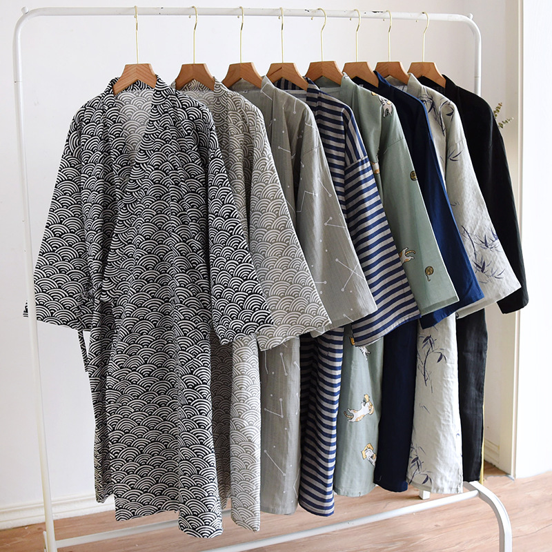 Men'S Kimono Accessories - Roupão de gaze de algodão puro